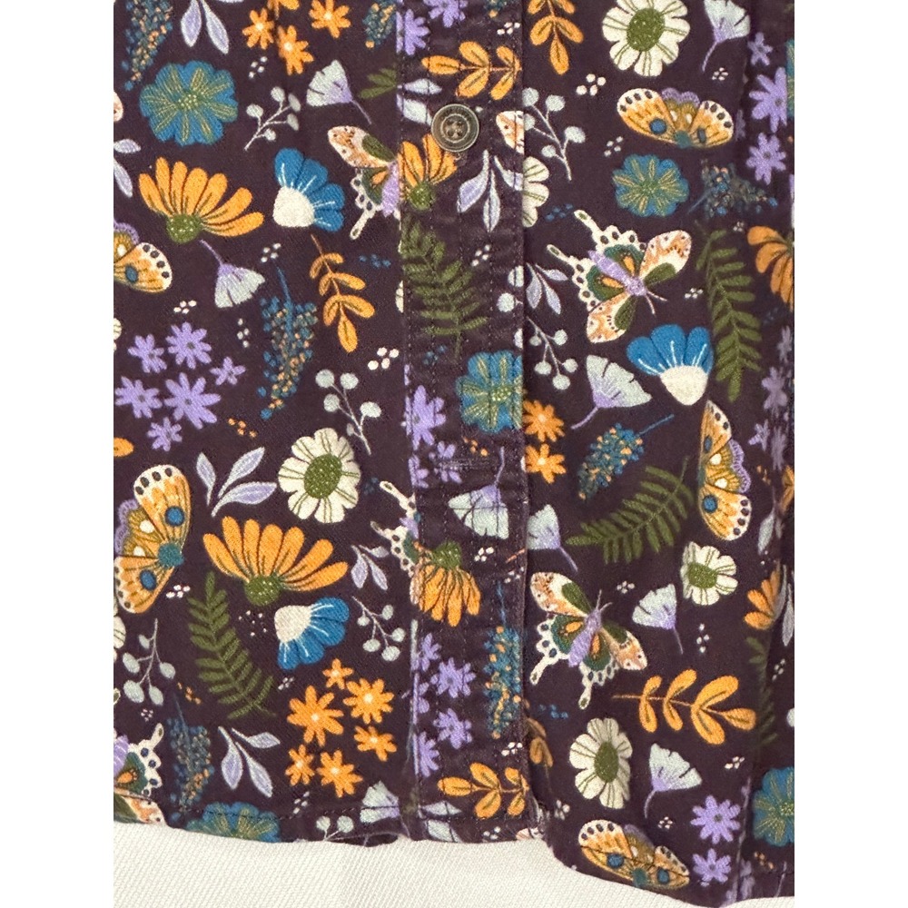 Duluth Trading Free Swingin Flannel Shirt XL Butterfly Floral Purple Cotton - Picture 6 of 9